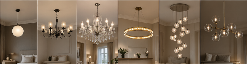 Види люстр за кількістю та розміщенням джерел світла