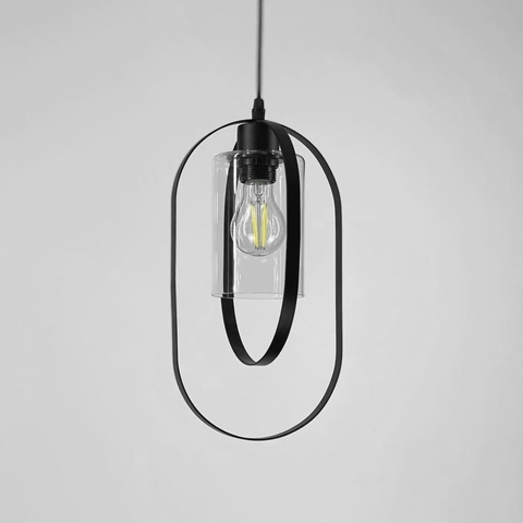 Підвісний світильник із прозорим плафоном у чорному корпусі 34х20 см