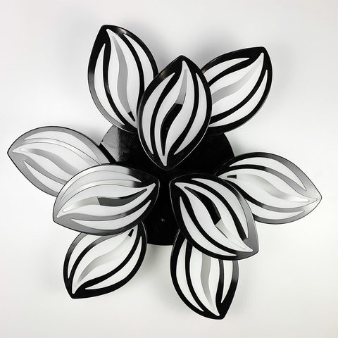 Стельова LED люстра чорна на 9 пелюсток