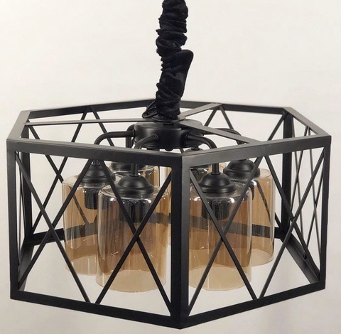 Люстра Loft на 6 ламп в черном корпусе