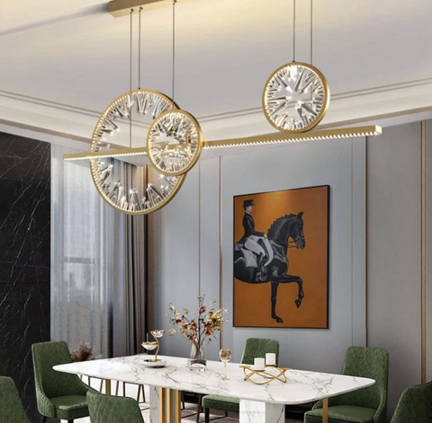 Удлиненная светодиодная люстра с хрустальными камешками