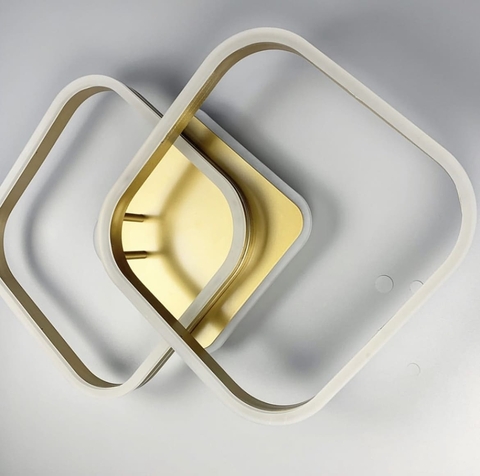 Стельова LED люстра на 2 ріжки квадратної форми з кольоровою RGB підсвіткою на основі 