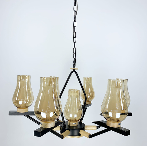 Підвісна люстра з деревʼяною фурнітурою