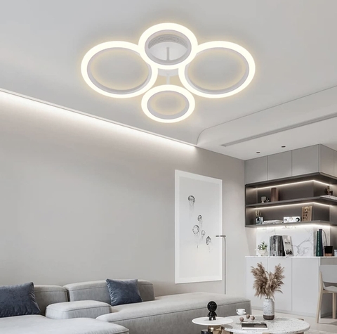 Світлодіодна люстра Senta на 4 кільця із RGB 60х38 см