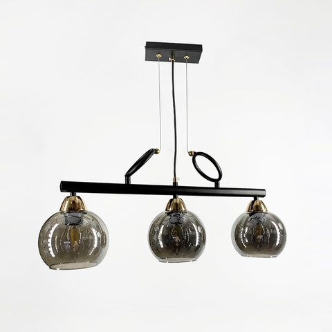 Видовжена люстра Лофт на 3 графітових плафони