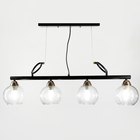 Видовжена люстра Лофт на 4 прозорих плафони