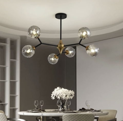 Люстра молекула на 6 графітових плафонів