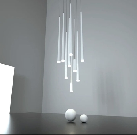 Каскадний світильник з білими підвісами