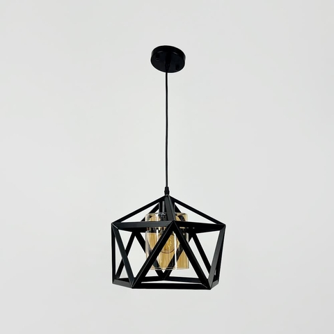 Світильник лофт із янтарним плафоном у каркасі чорного кольору Ø 30х28 см