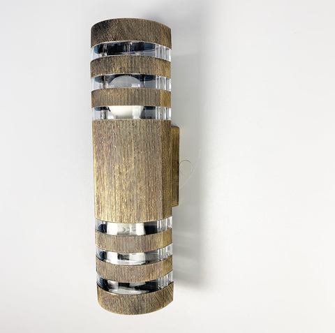 Вуличний настінний світильник на 2 лампи у корпусі застаріле золото