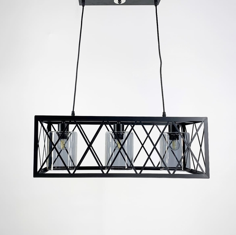 Люстра в чорному каркасі на 3 плафони