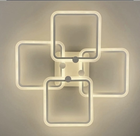 Світлодіона люстра white на 4 ріжки квадратної форми