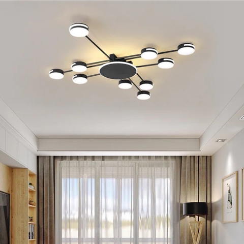 Люстра LED в чорному корпусі на 10 плафонів