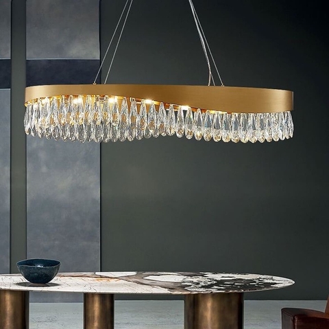 Видовжена люстра Xavier з кришталевим камінням