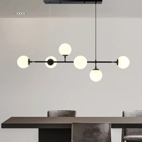 Люстра видовжена в чорному корпусі на 6 плафонів (тип В)