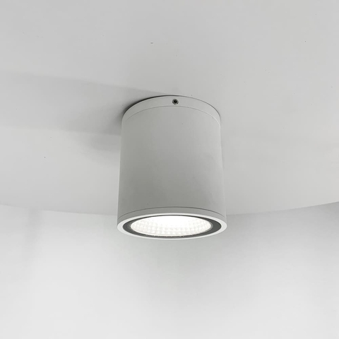 Вуличний стельовий білий світильник циліндричної форми