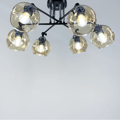 Сучасна люстра із янтарними плафонами