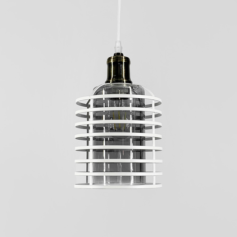 Підвіс в стилі Лофт з графітовим плафоном у білому корпусі 30х17 см