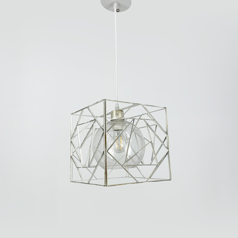 Подвес Лофт в белом с позолотым корпусом формы куба