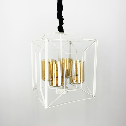 Люстра Лофт в белом корпусе формы куба