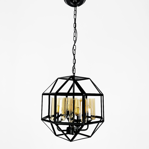Люстра Лофт в черном корпусе формы прямой многогранник