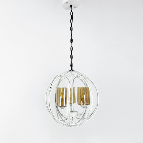 Люстра Лофт в белом корпусе формы плетеный шар