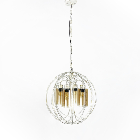 Люстра Лофт у білому з позолотою корпусі форми плетена сфера