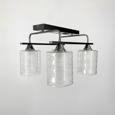 Стельова люстра в чорному корпусі на 4 плафони