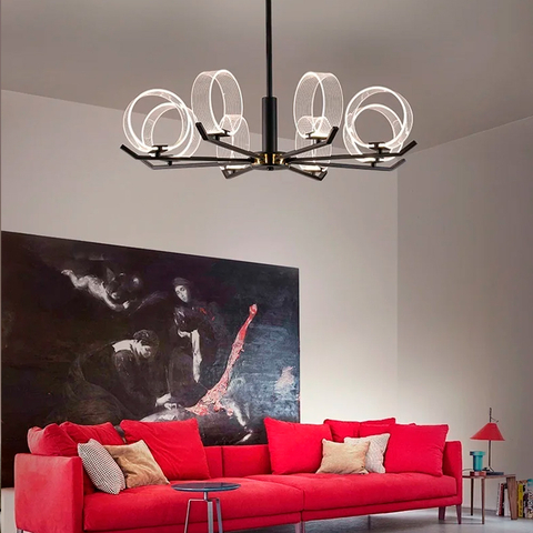 Дизайнерская люстра с акриловыми кругами на 3 режима освещения