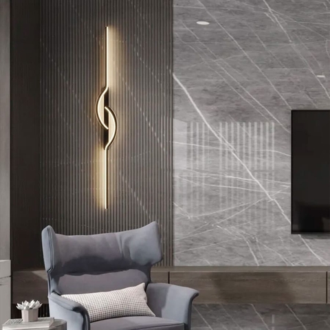 Сучасний настінний світлодіодний чорний світильник 80 см