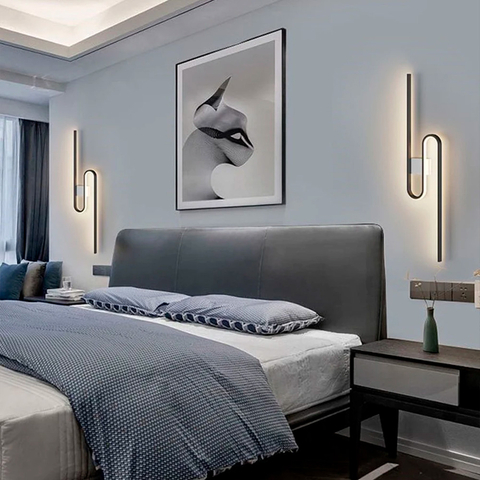 Настінний чорний LED світильник у корпусі 60х15 см