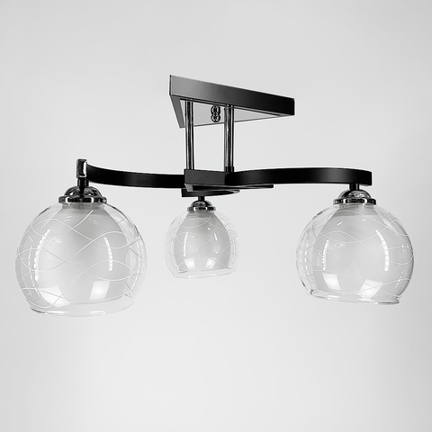 Стельова люстра в чорному корпусі на 3 подвійних плафони