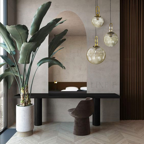 Подвесной светильник с янтарным плафоном в 3-х размерах