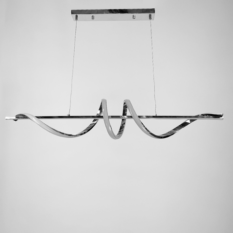 Видовжена люстра Wave у срібному корпусі 100 см