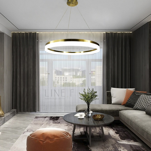 Сучасна LED люстра у латунному каркасі Ø 80 см