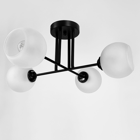 Сучасна плафонна люстра в чорному корпусі на 4 лампи Ø 57 см