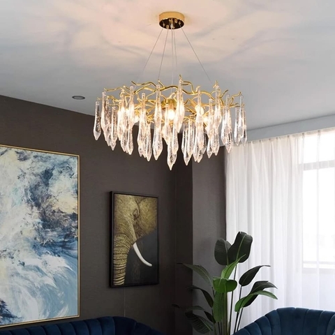 Роскошная люстра в золоте со стеклянными подвесами Ø 60 см