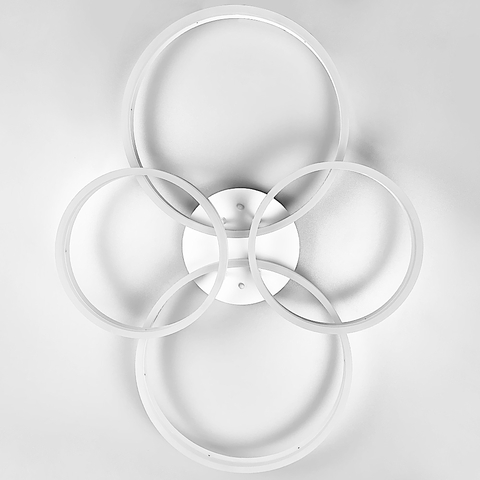 Стельова LED люстра в білому корпусі на 4 кільця