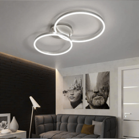 Світлодіодна срібна люстра Anelli на 2 кільця