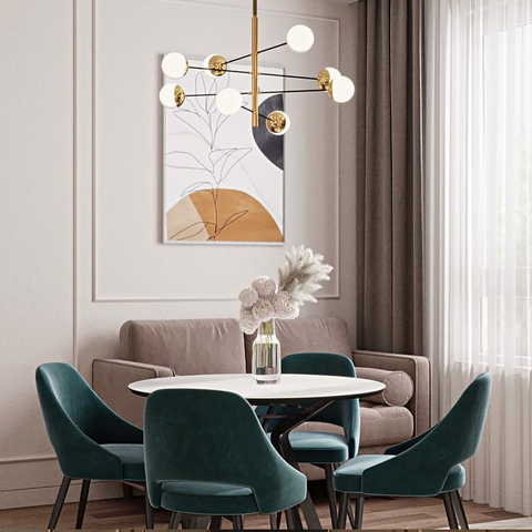 Люстра на 8 плафонів із латунною фурнітурою