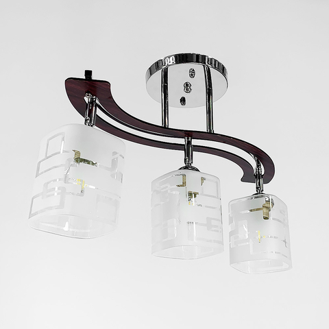 Стельовий світильник в срібному корпусі на 3 плафони