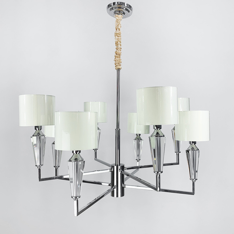 Класична хромова люстра з круглими абажурами 