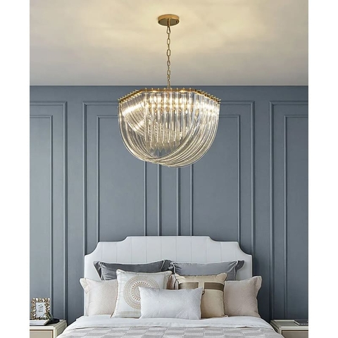 Підвісна люстра Newport із закрученими скляними трубками Ø 50 см