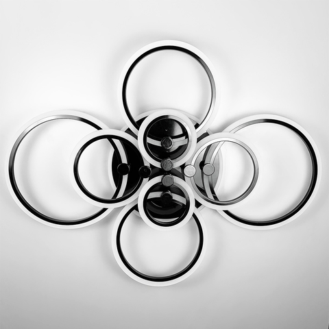 Світлодіодна люстра Senta на 8 кілець в чорному корпусі