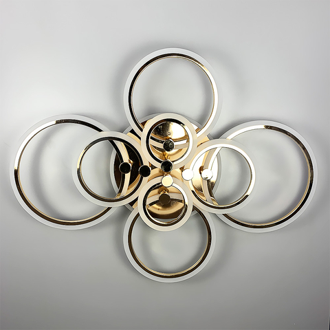 Світлодіодна люстра Senta на 8 кілець в золотому корпусі