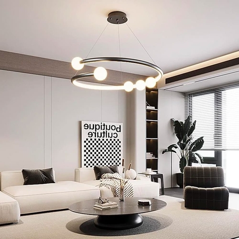 Чорна LED люстра з акриловими кульками у корпусі Ø 60 см