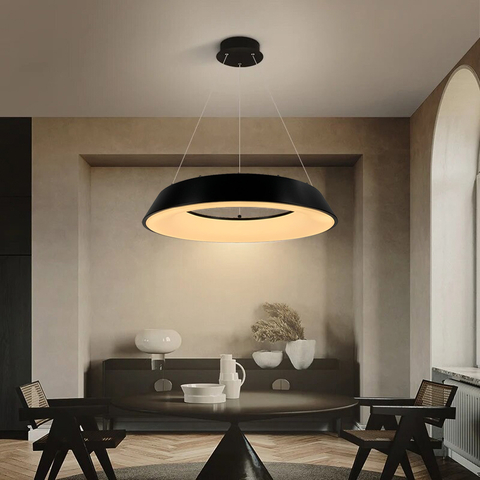 LED світильник круглий підвісний у чорному корпусі