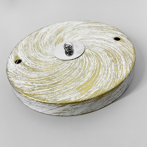 Подвійна кругла стельова основа у кольорі білий з позолотою