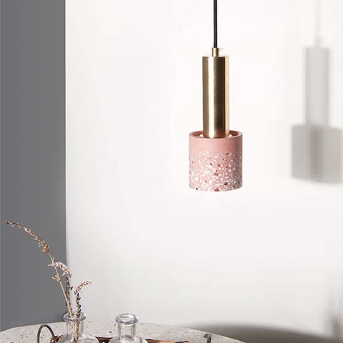 Подвес MELODY с розовым бетонным плафоном в стиле Ар-деко