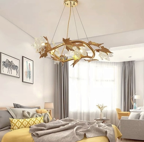 Люстра с декоративными листьями клена Ø60 см